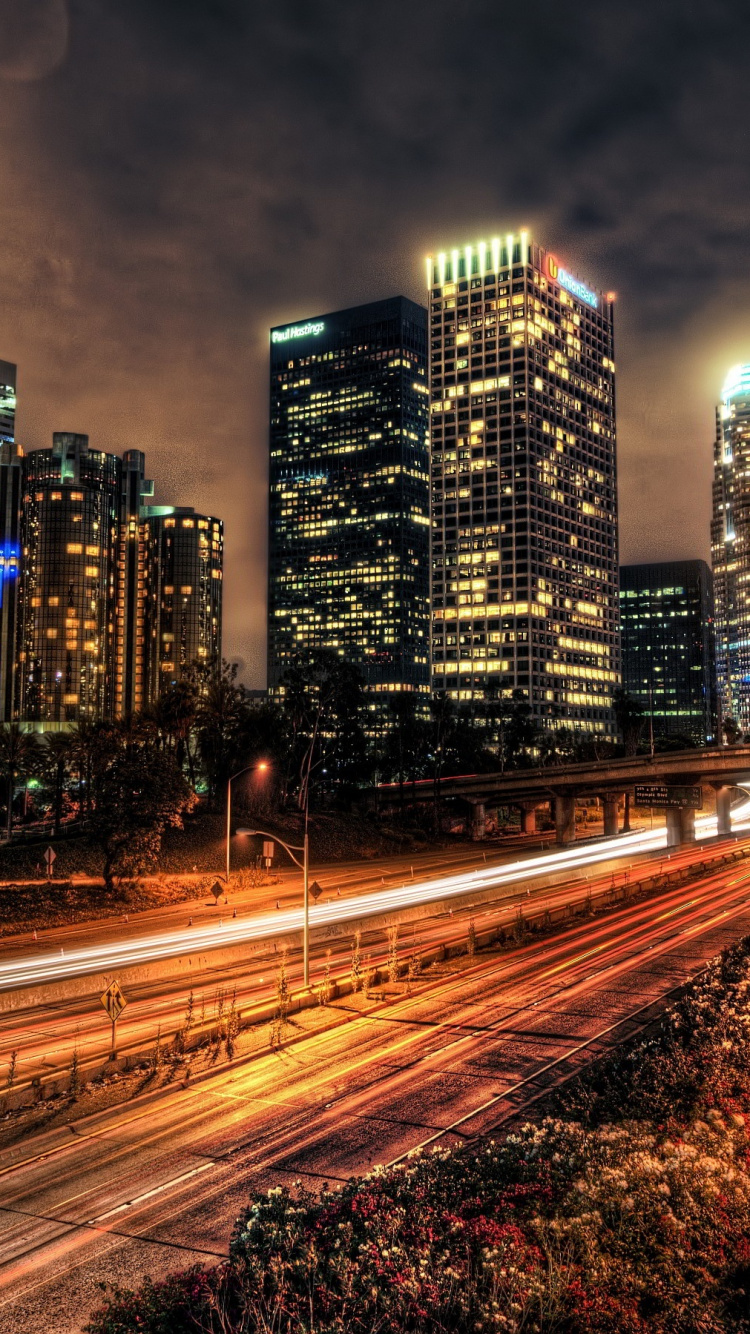 Обои городской пейзаж, город, городской район, ночь, метрополия в разрешении 750x1334