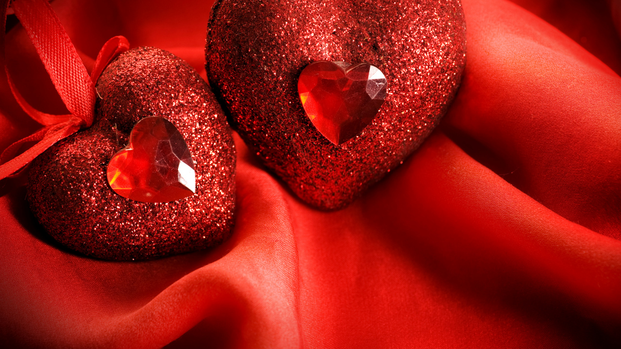 Обои День Святого Валентина, красный цвет, сердце, любовь, губа в разрешении 1280x720