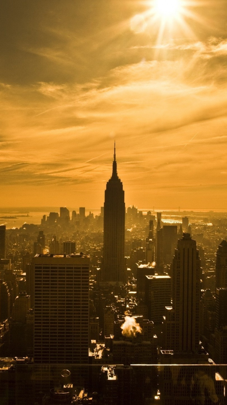 Обои городской пейзаж, город, метрополия, линия горизонта, городской район в разрешении 750x1334