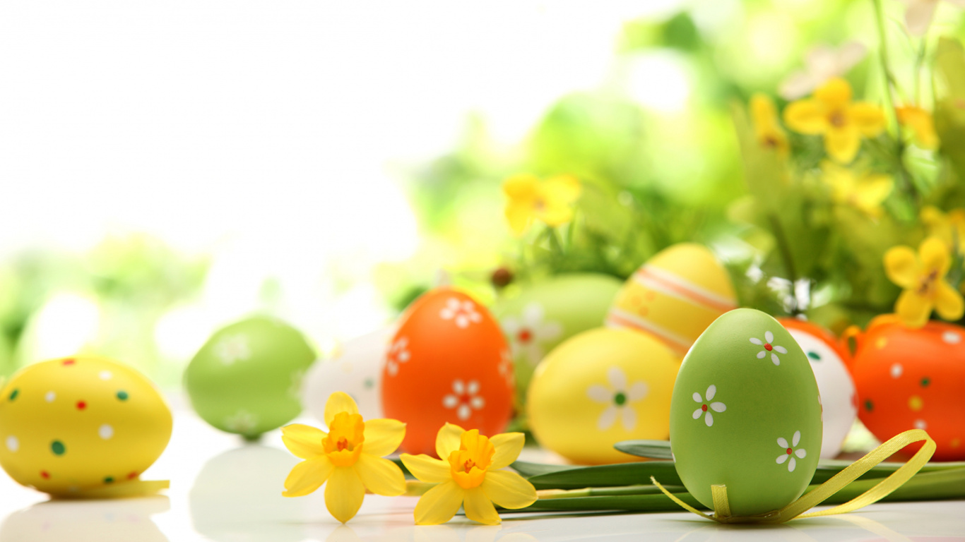 Обои пасхальное яйцо, желтый, пасха, пища, овощ в разрешении 1366x768