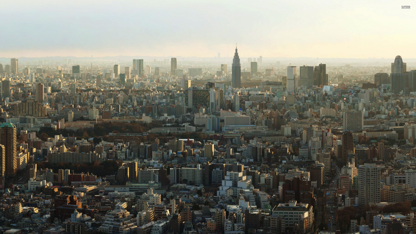 Обои городской пейзаж, город, городской район, метрополия, линия горизонта в разрешении 1366x768