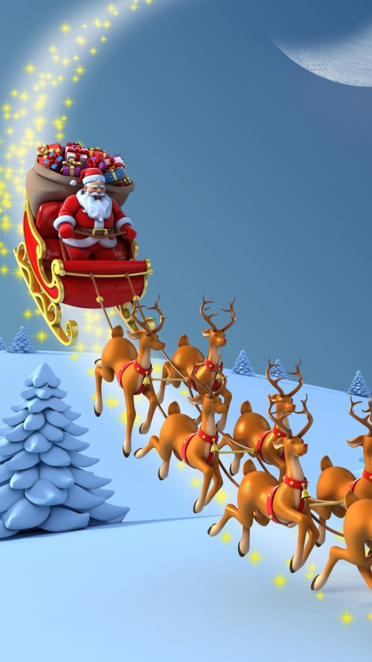 Обои Санта-Клаус, Рождественский день, зима, Рождество, иллюстрация в разрешении 750x1334