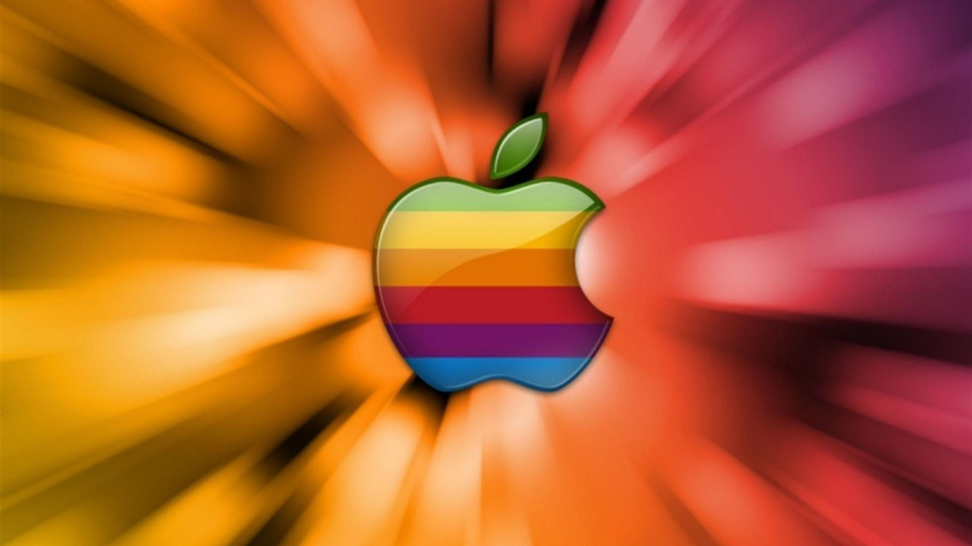 Обои apple, лого, желтый, лепесток, графика в разрешении 1366x768