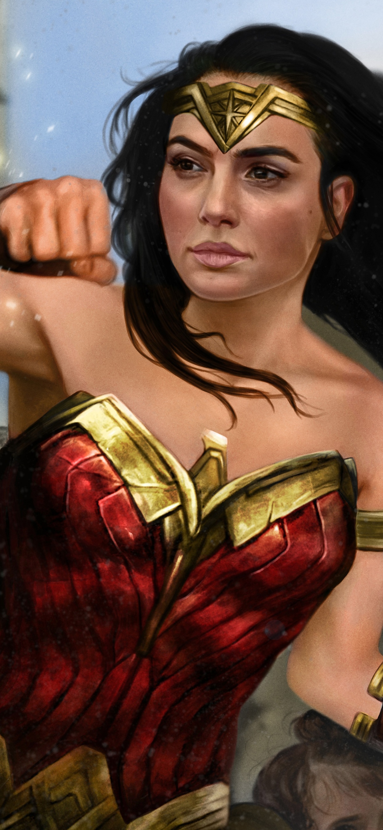 Обои живопись, чудоженщина, арт, Лига справедливости, комиксы dc в разрешении 1242x2688