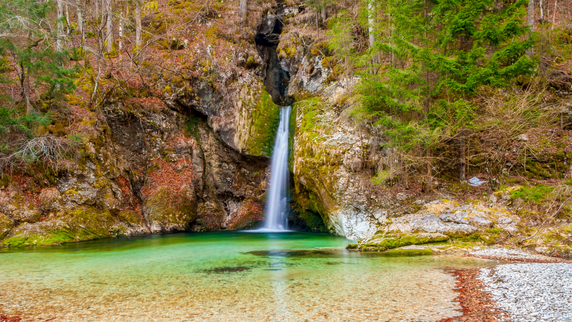 Обои природа, водопад, обрыв, водоем, гидроресурсы в разрешении 1920x1080