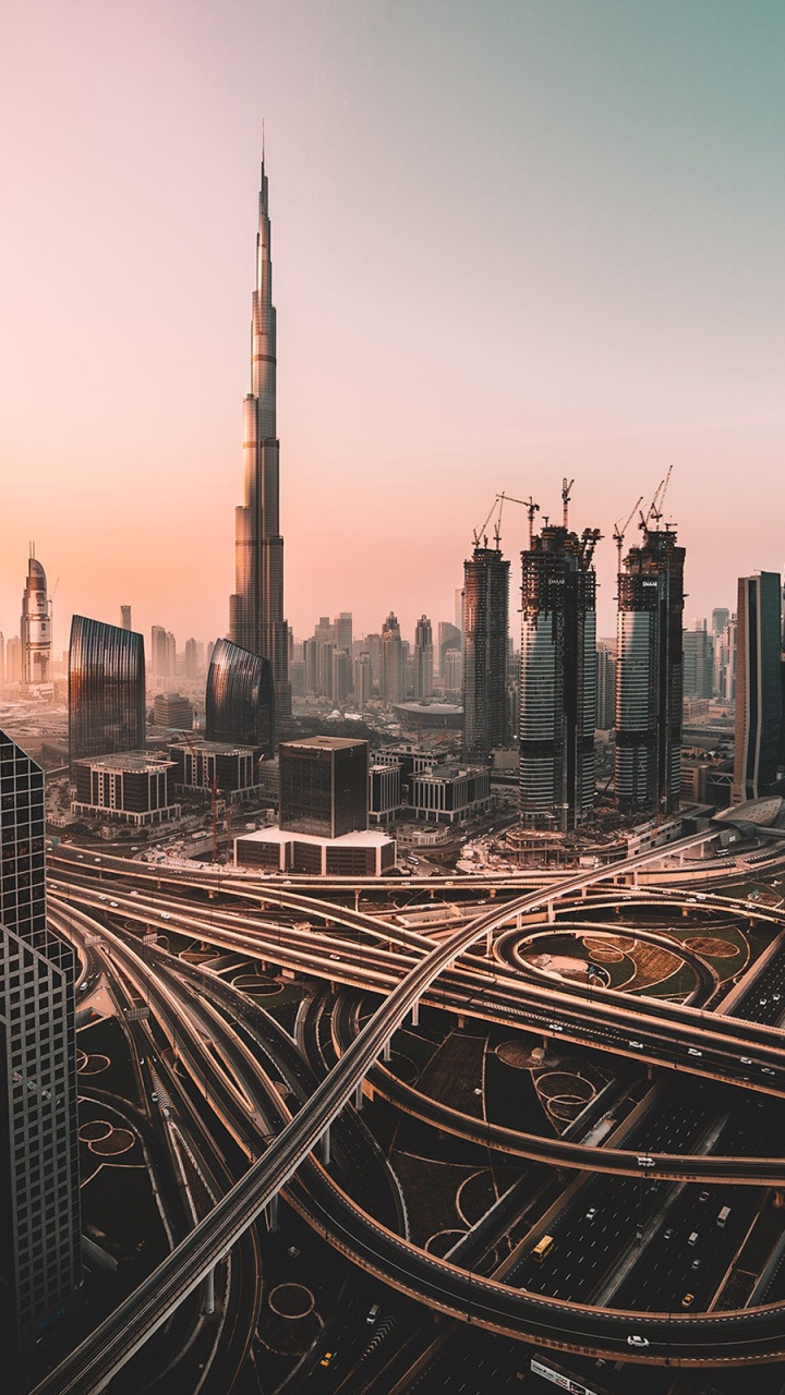 Обои Бурдж Халифа, городской пейзаж, город, городской район, метрополия в разрешении 720x1280