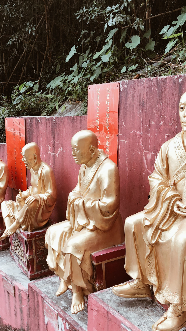 Обои статуя, резьба по камню, Гаутама Будда, скульптура, сидящий в разрешении 750x1334