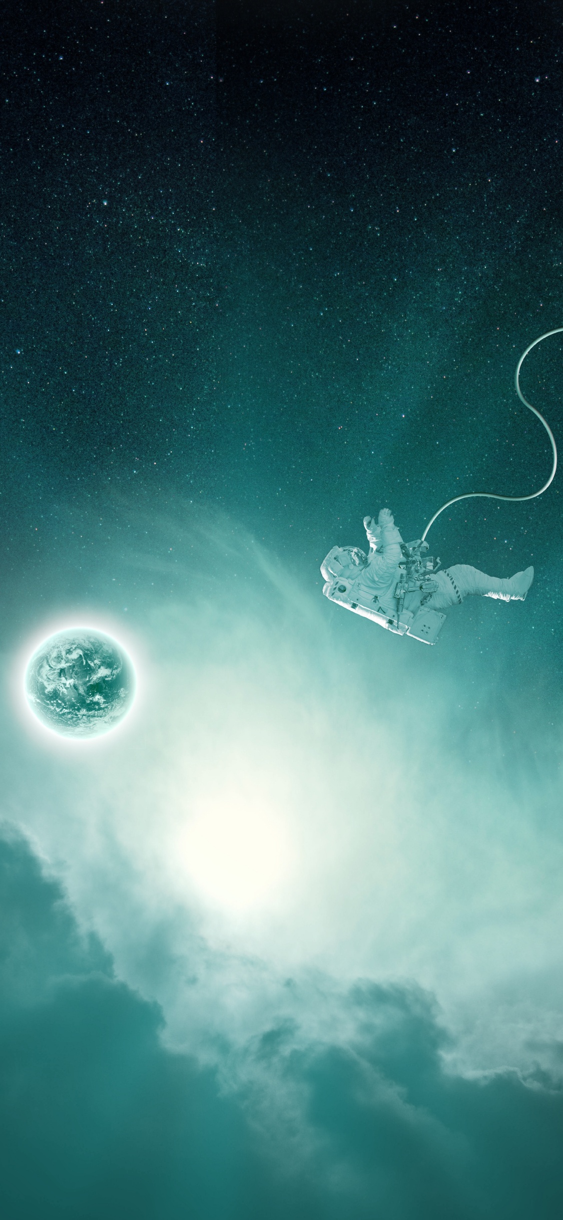 Обои астронавт, космическое пространство, Международная космическая станция, освоение космоса, атмосфера в разрешении 1125x2436