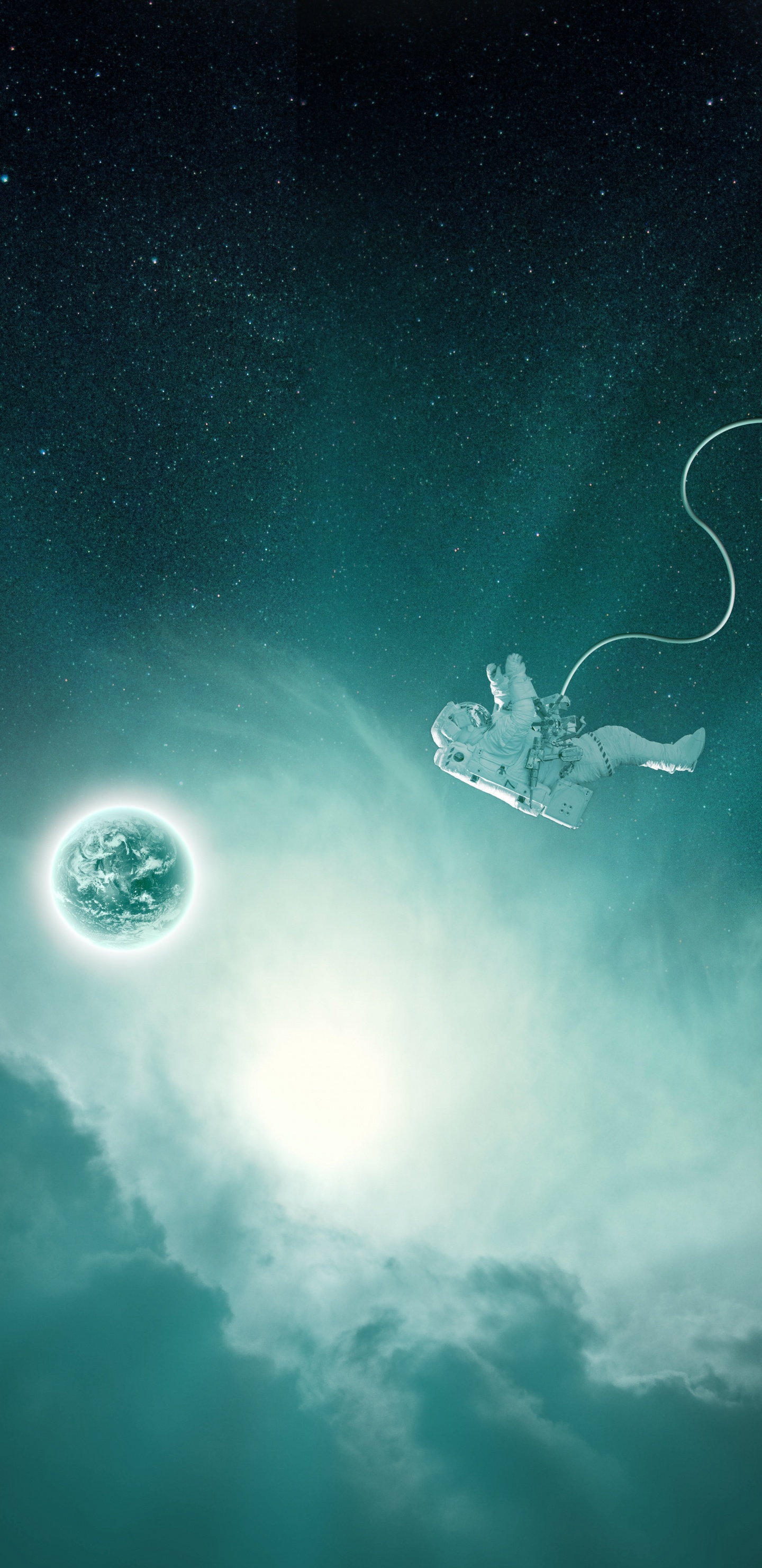 Обои астронавт, космическое пространство, Международная космическая станция, освоение космоса, атмосфера в разрешении 1440x2960