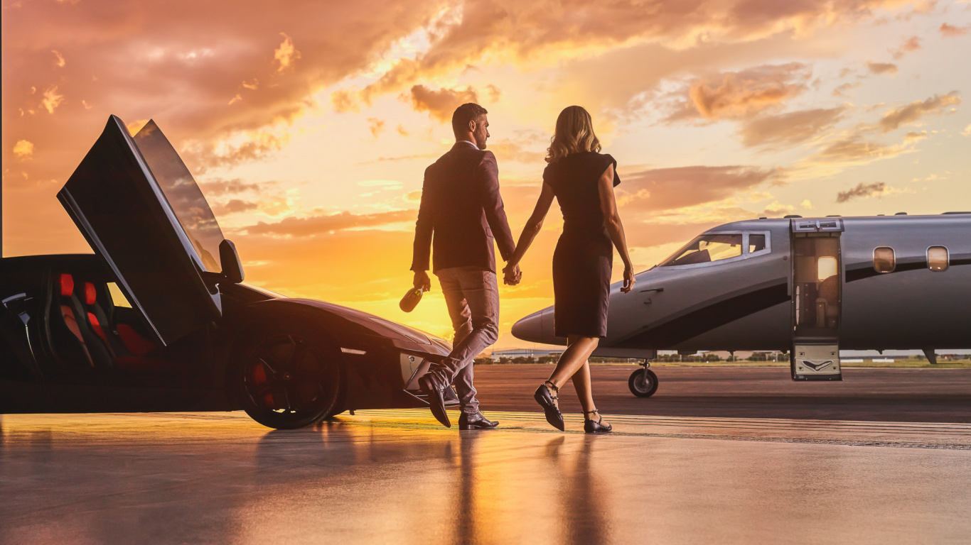 Обои самолет, авиация, аэрокосмическая техника, самолеты, бизнес джет в разрешении 1366x768