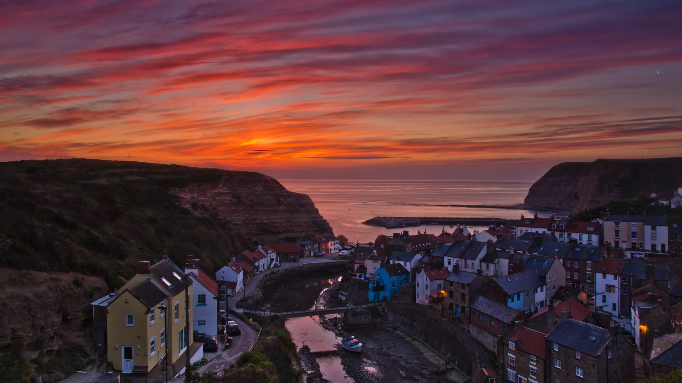 Обои Стейтс, вечер, горизонт, сумерки, восход солнца в разрешении 1366x768