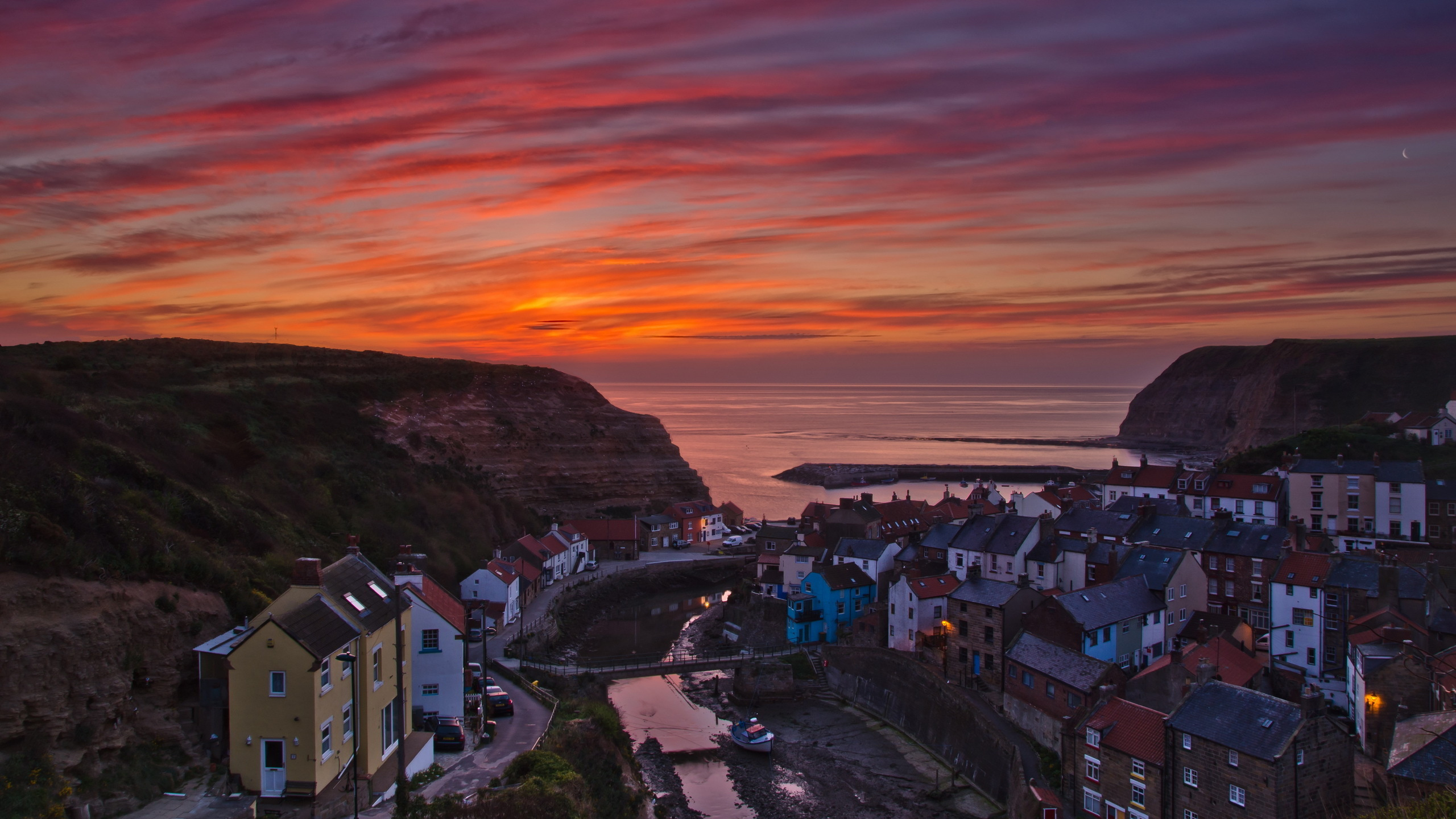 Обои Стейтс, вечер, горизонт, сумерки, восход солнца в разрешении 2560x1440