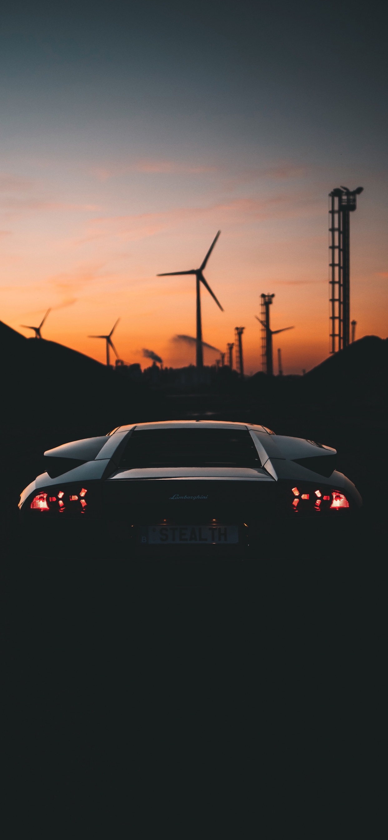 Обои закат, автомобильный экстерьер, облако, личный роскошный автомобиль, энергия в разрешении 1242x2688