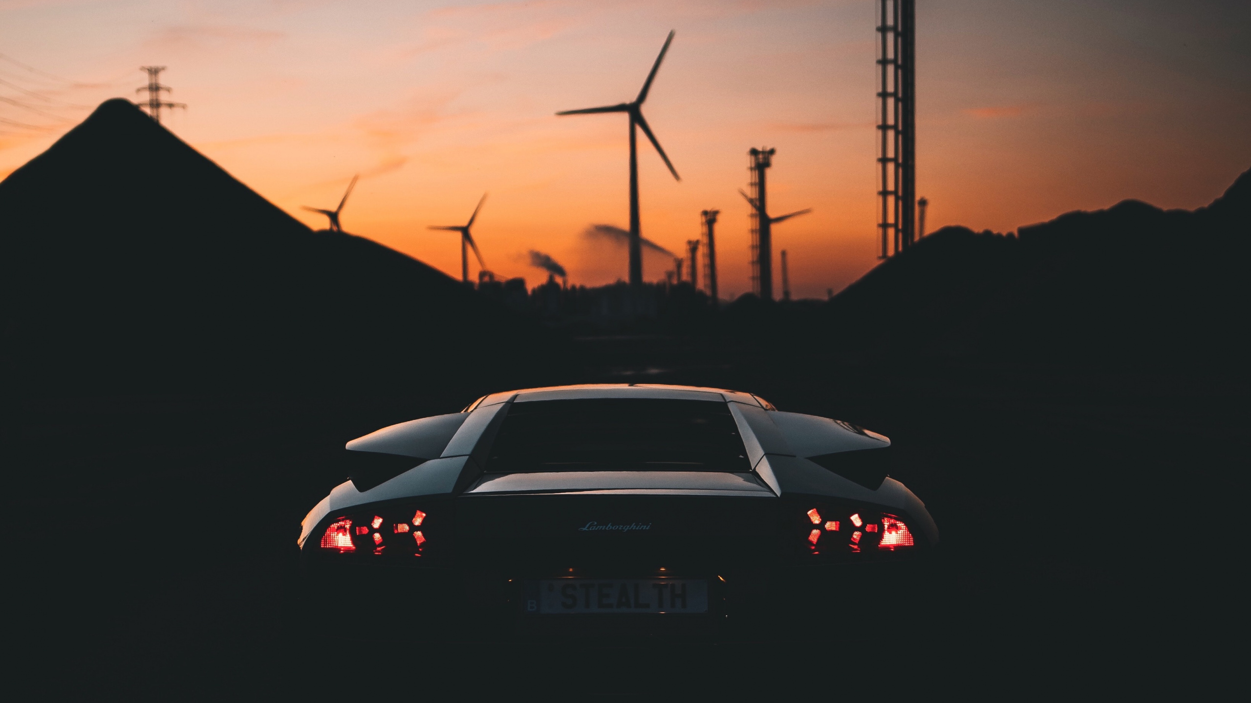 Обои закат, автомобильный экстерьер, облако, личный роскошный автомобиль, энергия в разрешении 2560x1440