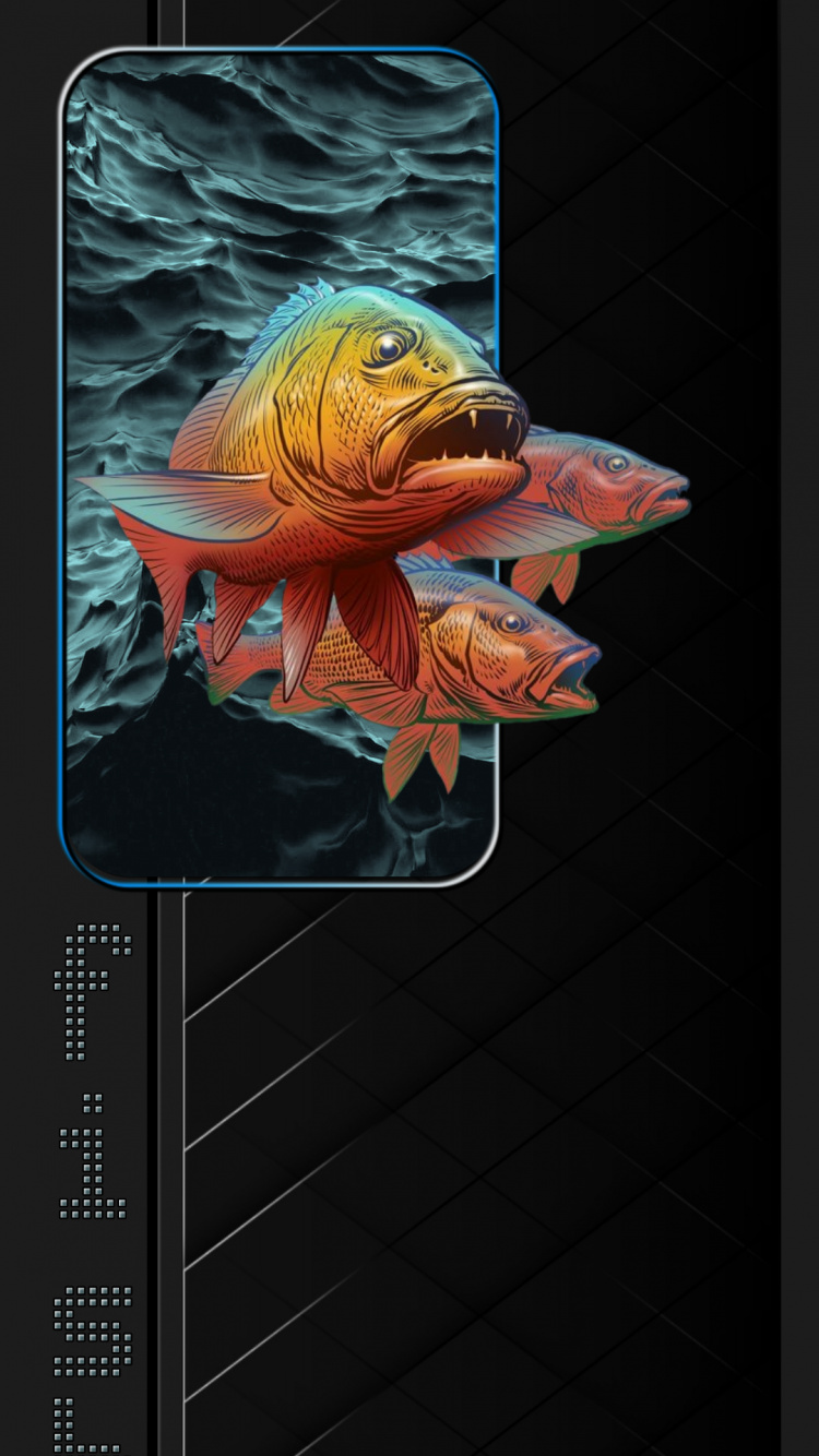 Обои Апельсин, пасть, арт, рыба, морская биология в разрешении 750x1334