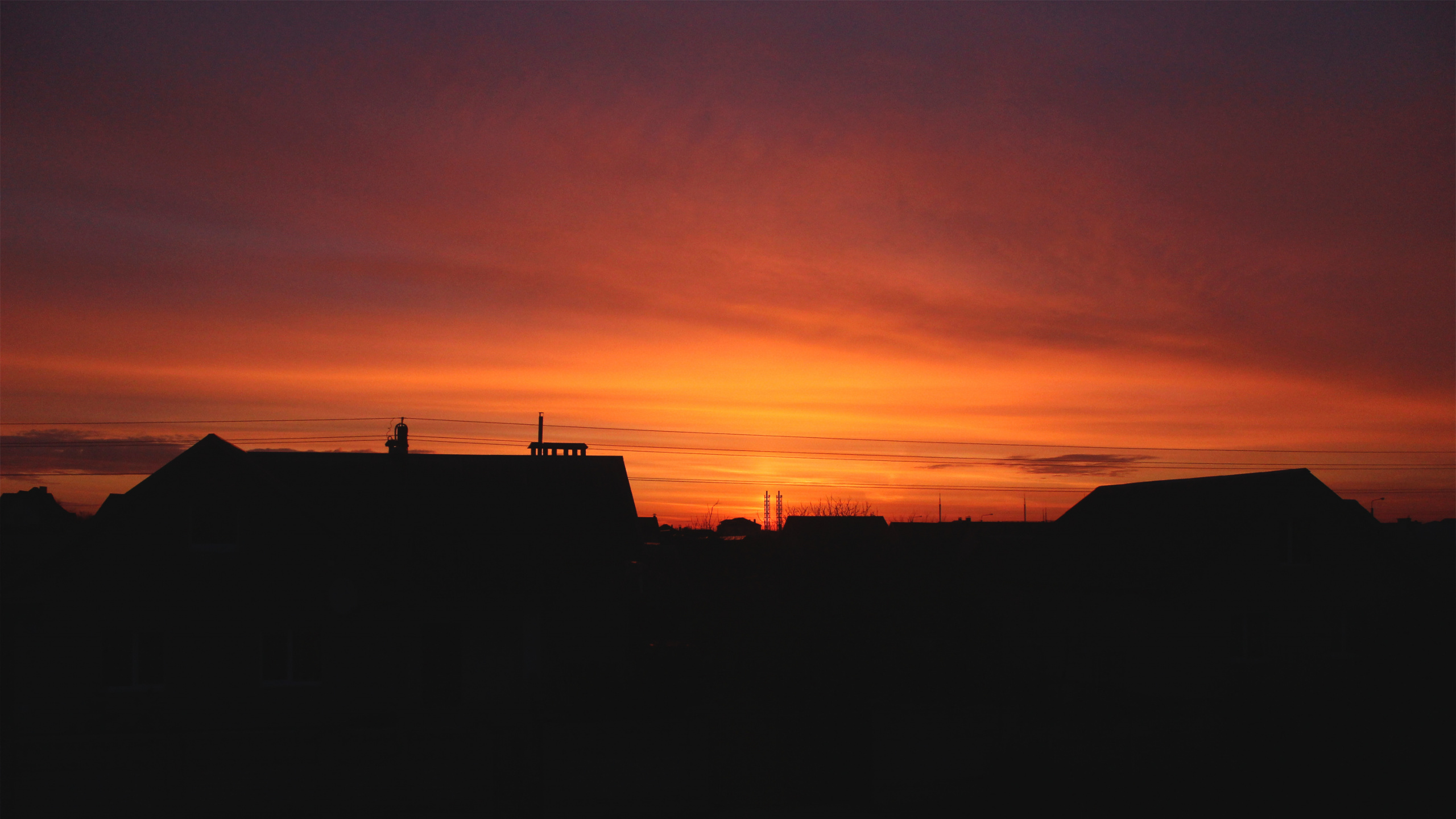 Обои вечер, закат, сумерки, послесвечение, горизонт в разрешении 2560x1440