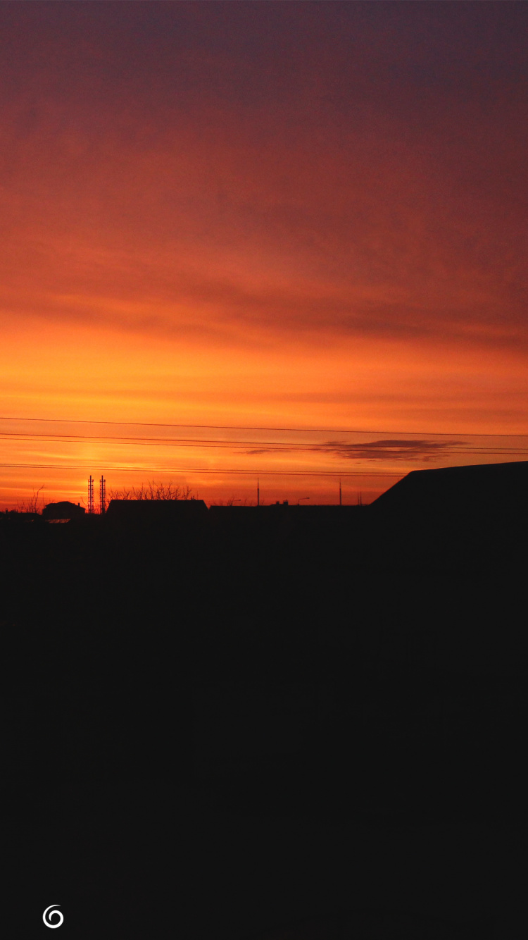 Обои вечер, закат, сумерки, послесвечение, горизонт в разрешении 750x1334