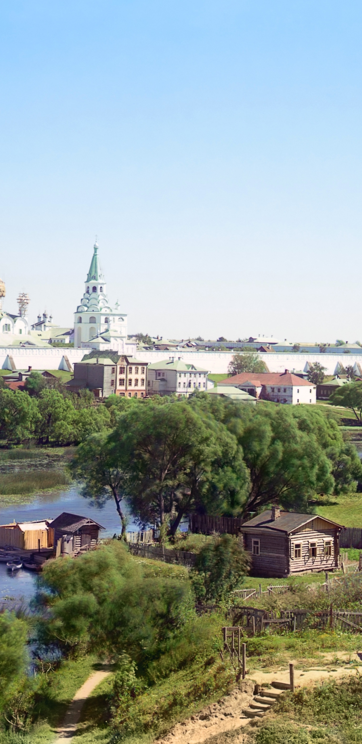 Обои город, реки, дерево, небо, Владимир Россия в разрешении 1440x2960