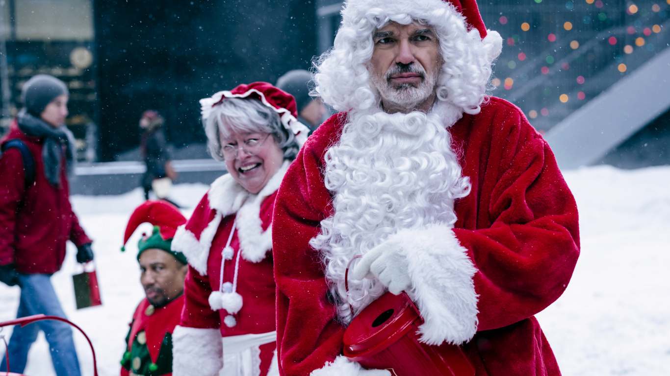 Обои Билли Боб Торнтон, Плохой Санта, Санта-Клаус, Рождество, Сочельник в разрешении 1366x768