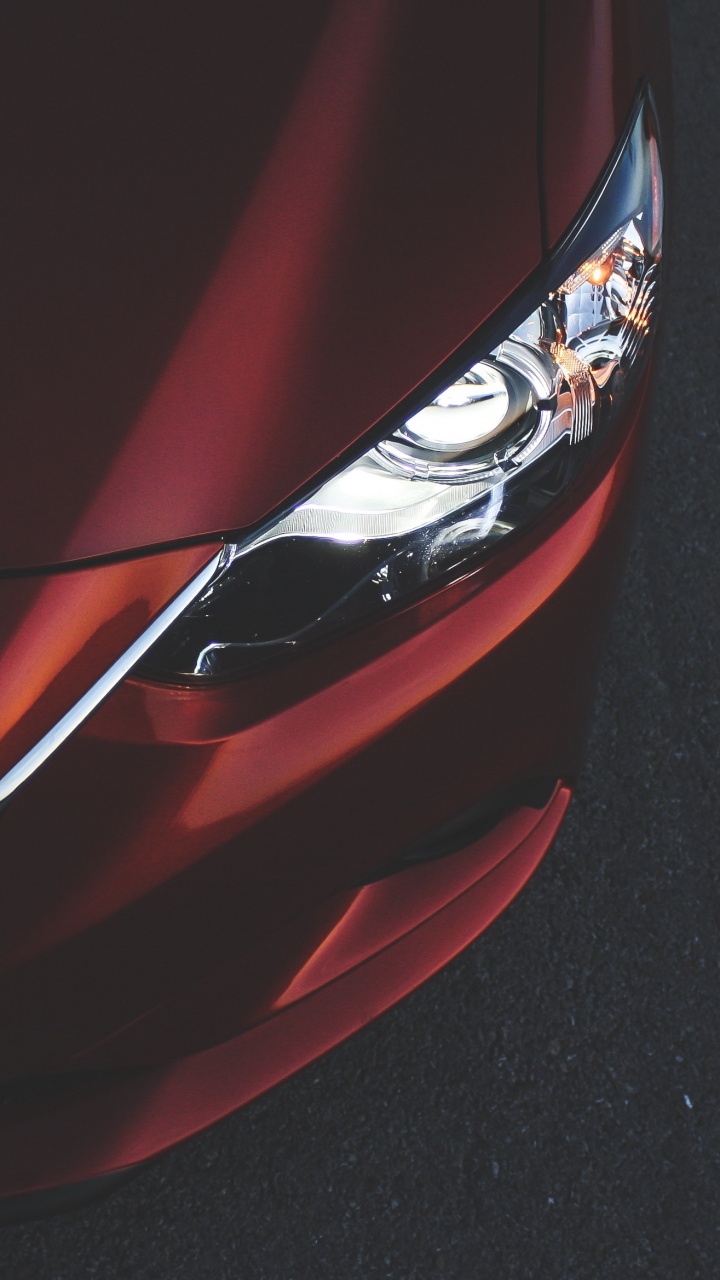 Обои авто, Мазда, красный цвет, автомобильное освещение, автомобильный экстерьер в разрешении 720x1280