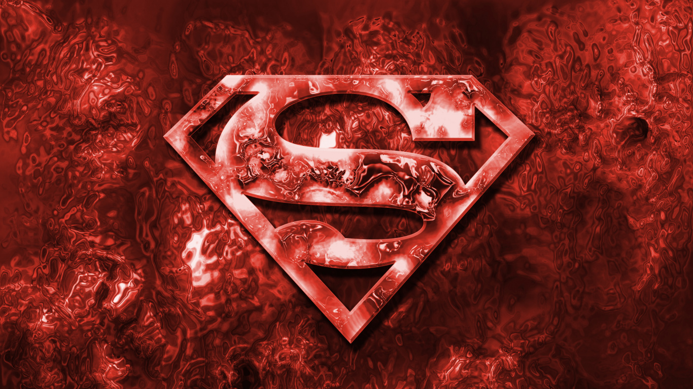 Обои Супермен, Логотип супермена, красный цвет, сердце, плоть в разрешении 1366x768