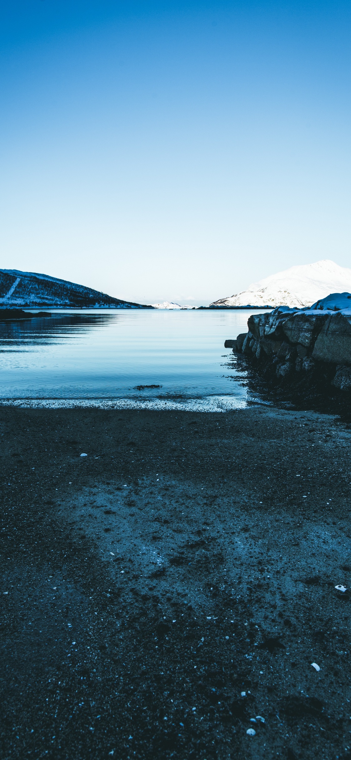 Обои море, гора, фьорд, ледник, озеро в разрешении 1125x2436