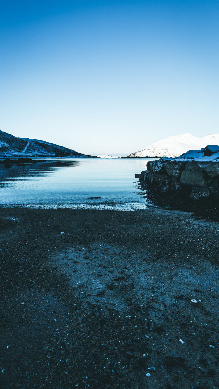 Обои море, гора, фьорд, ледник, озеро в разрешении 750x1334