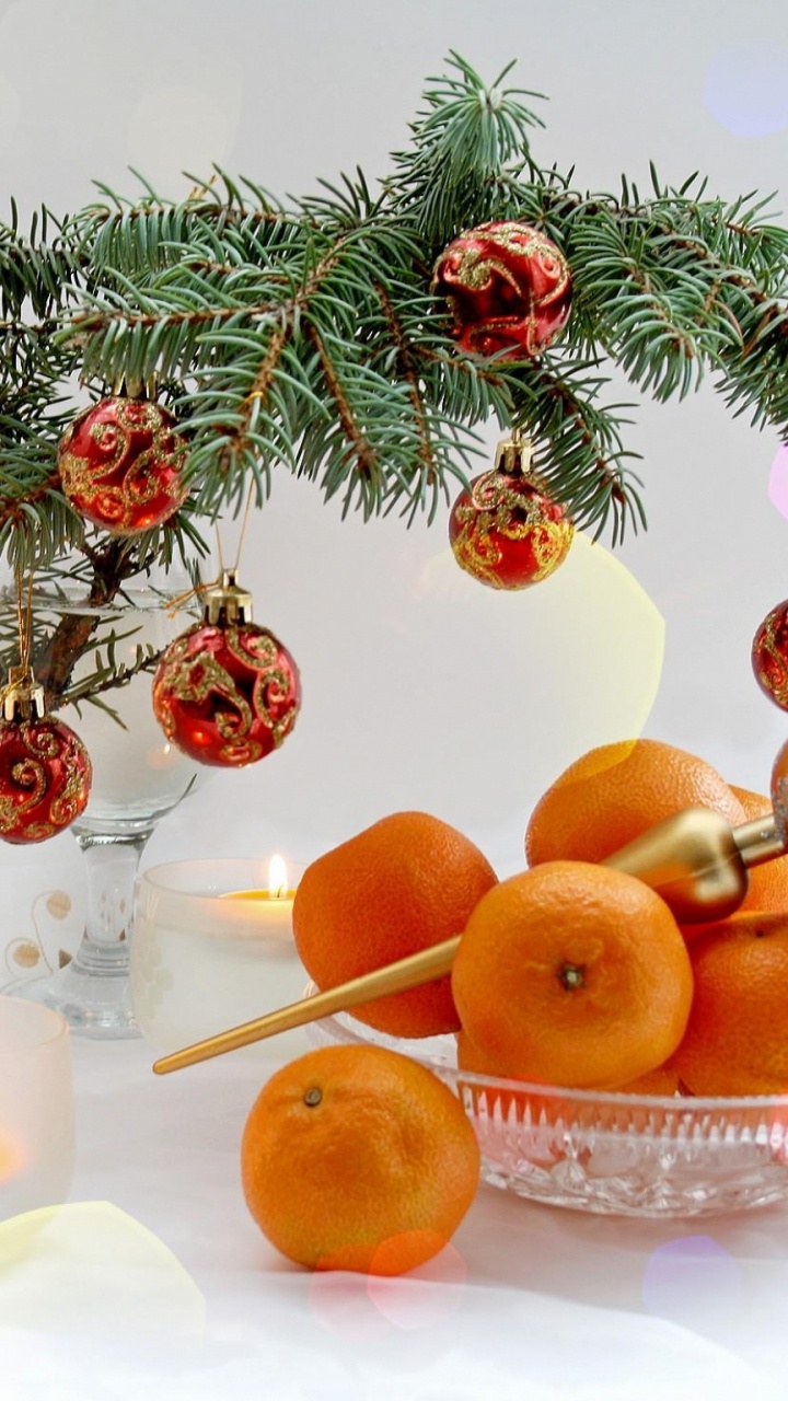 Обои Новый год, фрукты, мандарин, мандариновый, Клементина в разрешении 720x1280