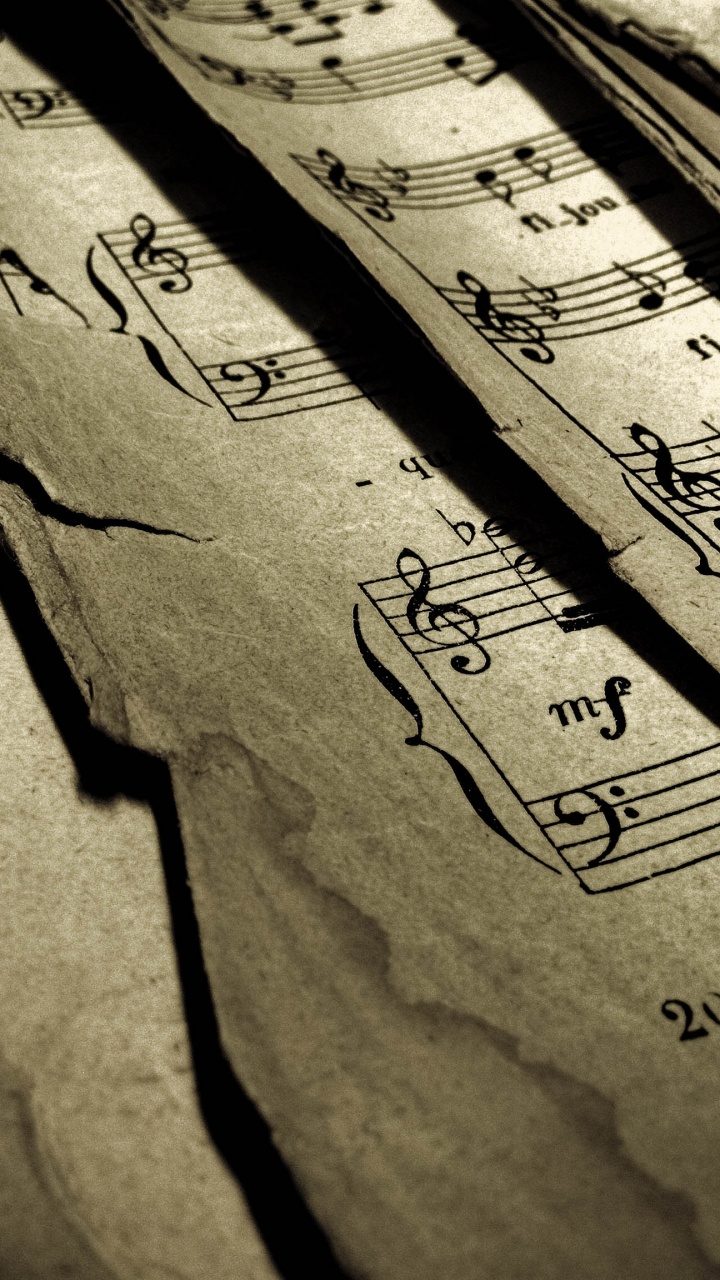 Обои ноты, классическая музыка, древесина, текст, каллиграфия в разрешении 720x1280