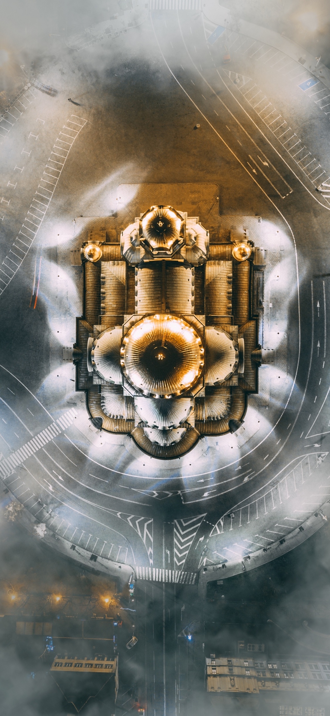 Обои архитектура, иллюстрация, фрактальное искусство, арт, графика в разрешении 1125x2436