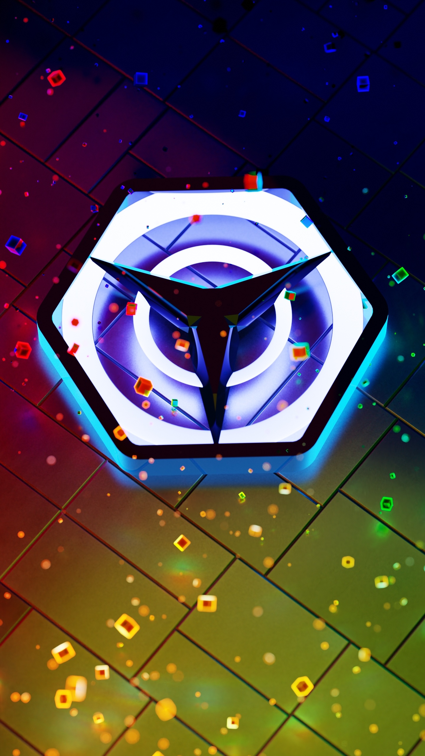 Обои свет, пурпур, небоскреб, арт, линия в разрешении 1440x2560