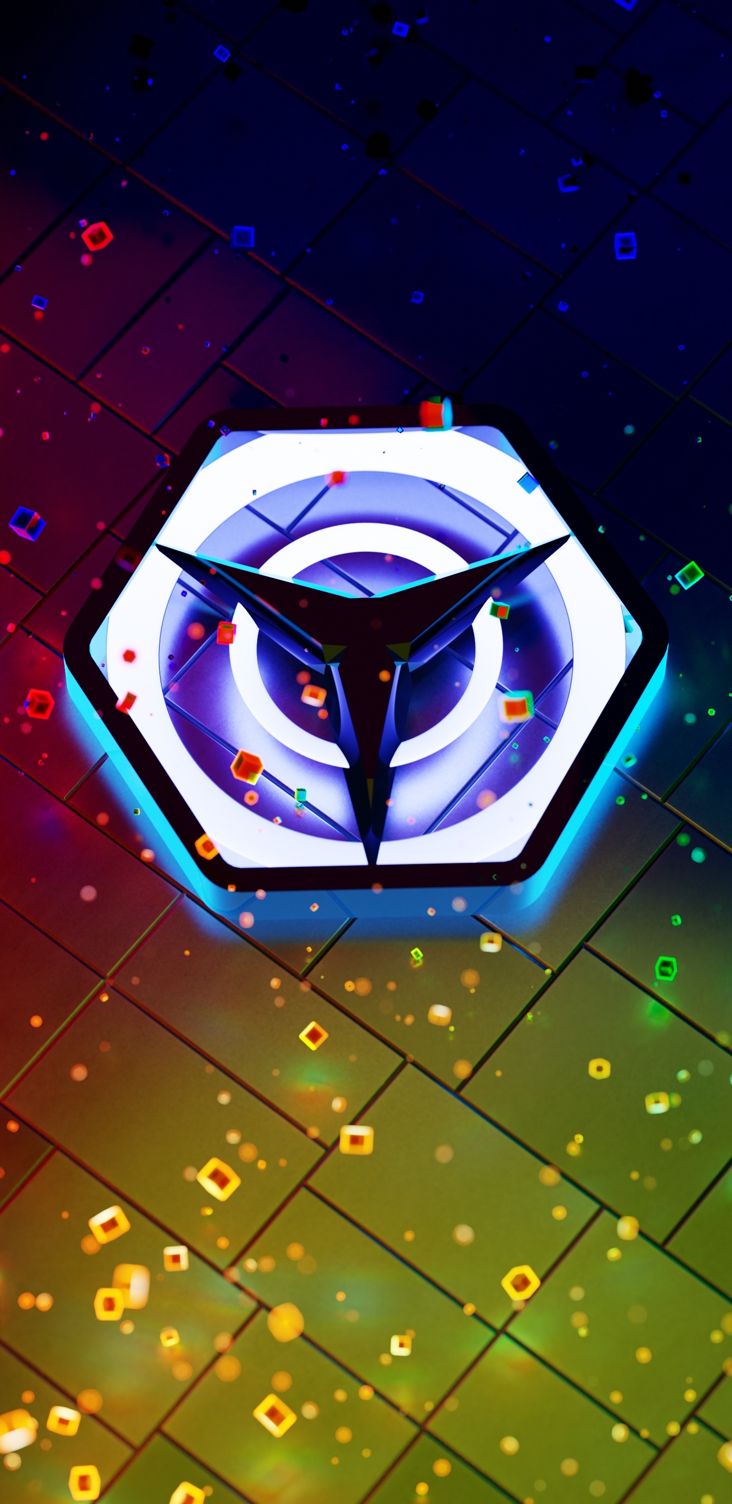 Обои свет, пурпур, небоскреб, арт, линия в разрешении 1440x2960