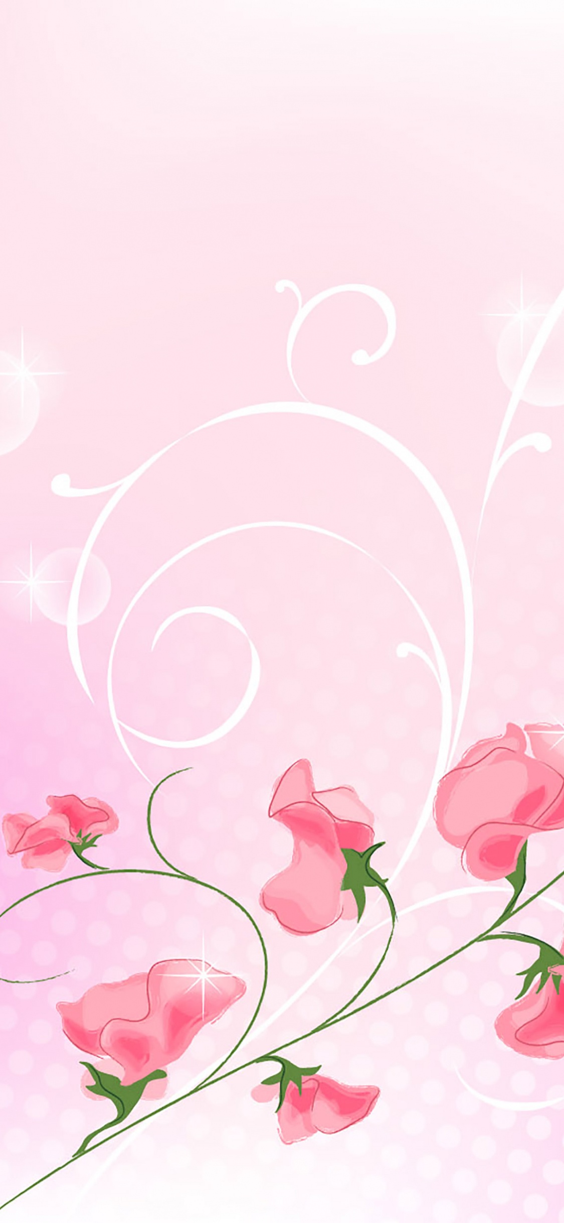 Обои розовый, цветок, ветвь, цветочный дизайн, растение в разрешении 1125x2436
