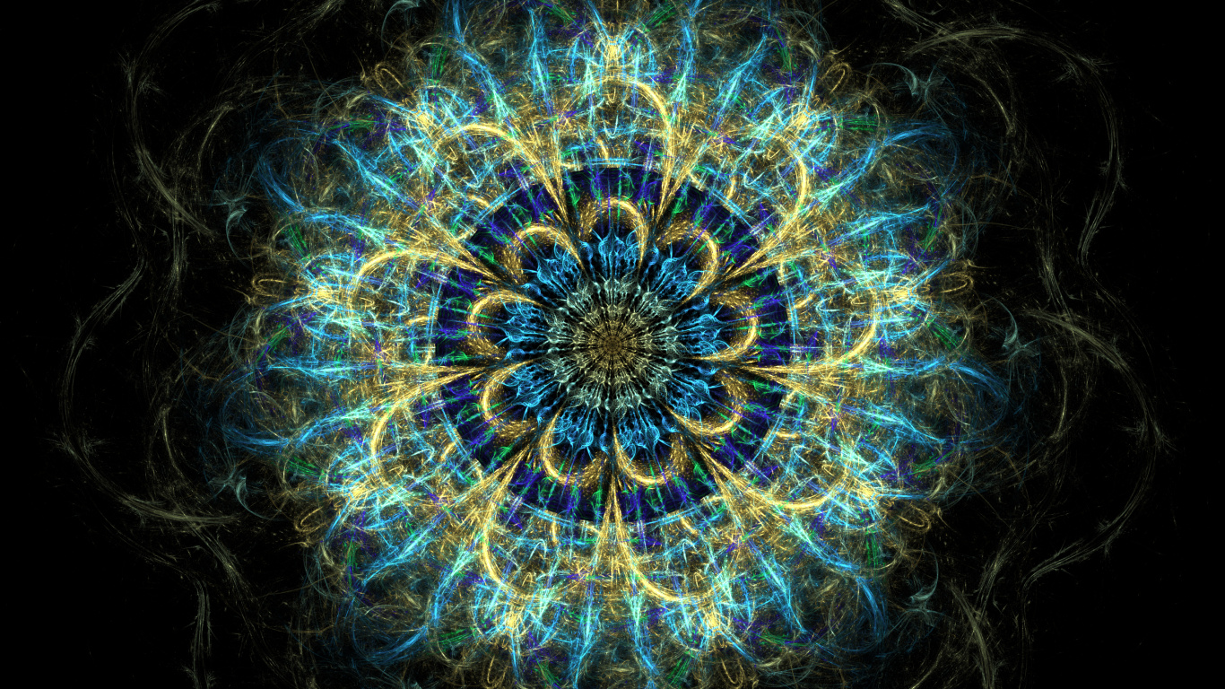 Обои фрактал, арт, фрактальное искусство, симметрия, психоделическое искусство в разрешении 1366x768