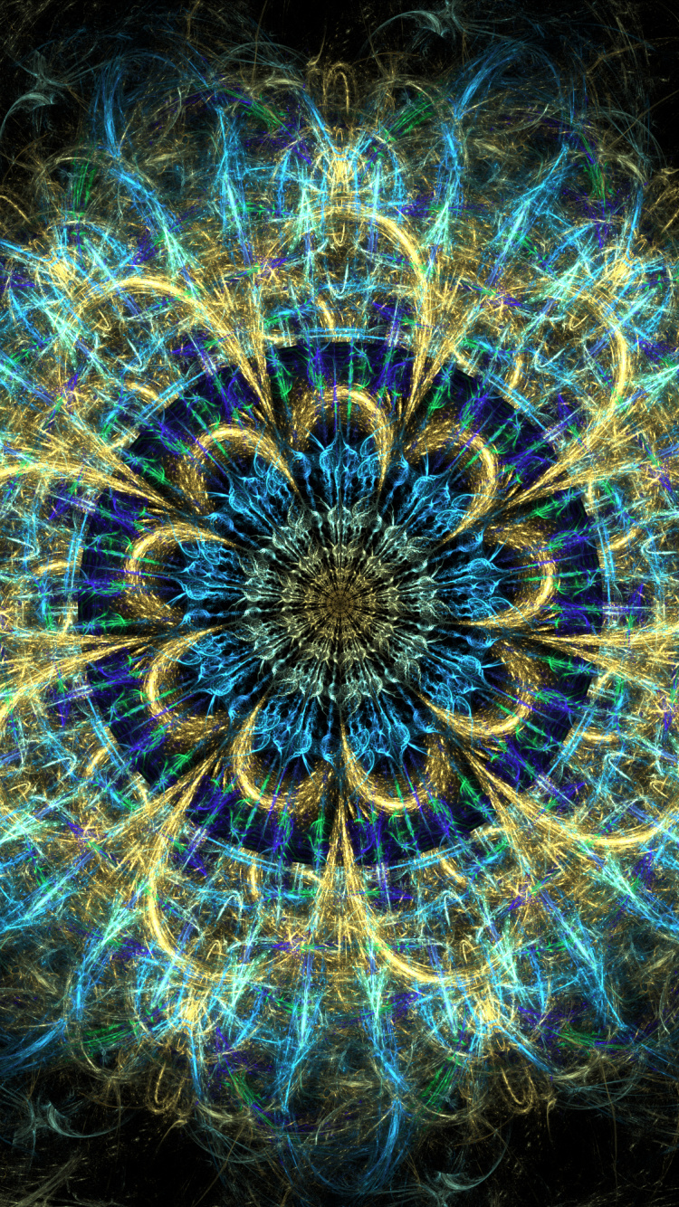 Обои фрактал, арт, фрактальное искусство, симметрия, психоделическое искусство в разрешении 750x1334