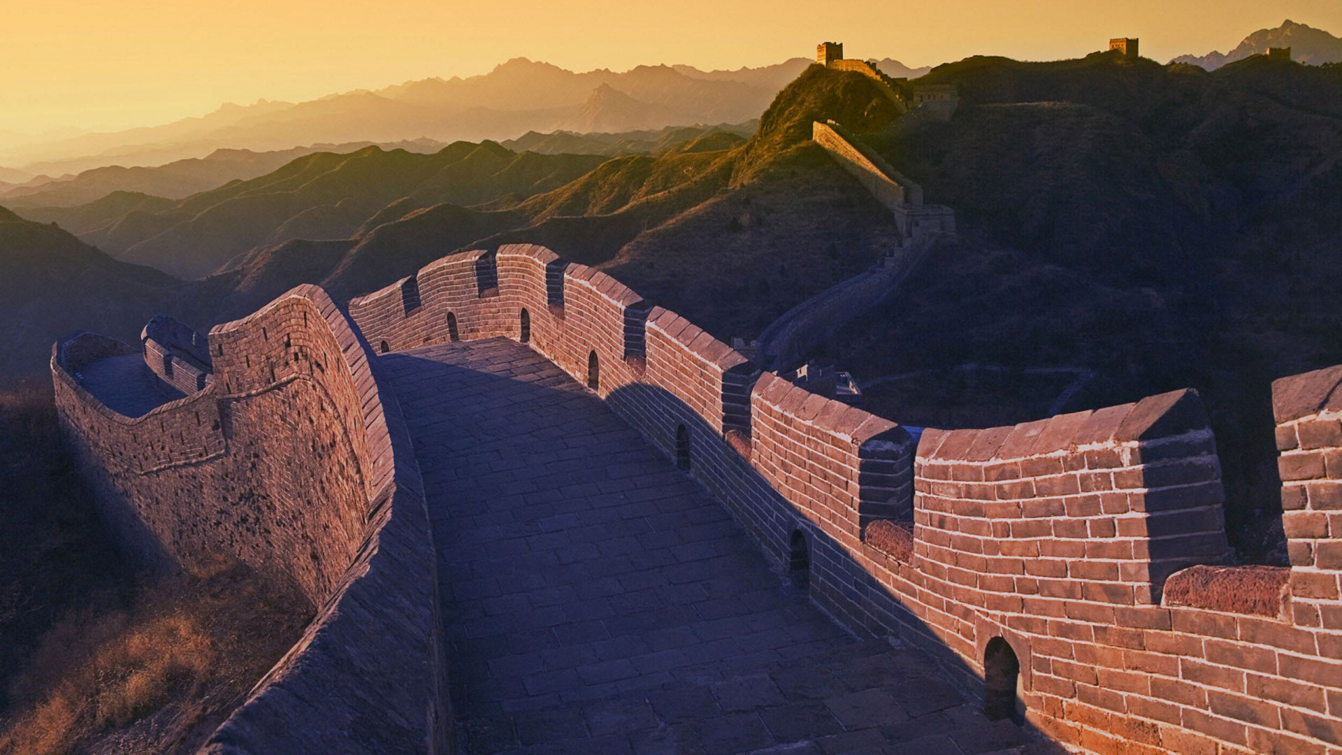 Обои великая Китайская стена, ориентир, стена, бесплодные земли, гора в разрешении 1920x1080