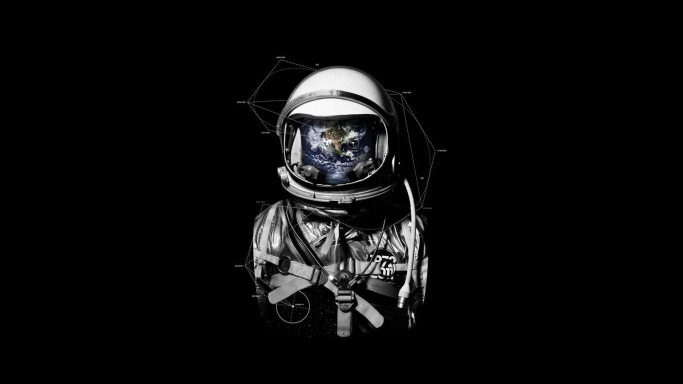 Обои шлем, астронавт, мотоциклетный шлем, головной убор, космос в разрешении 1366x768