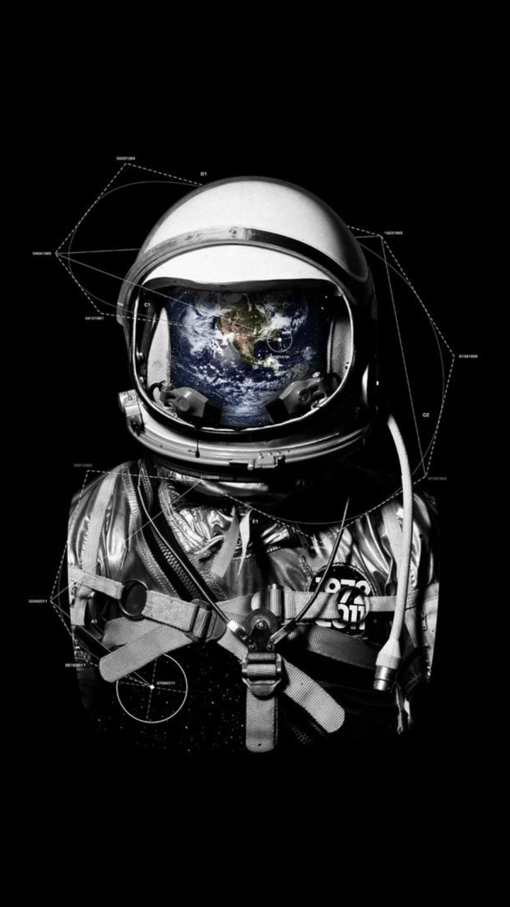 Обои шлем, астронавт, мотоциклетный шлем, головной убор, космос в разрешении 720x1280