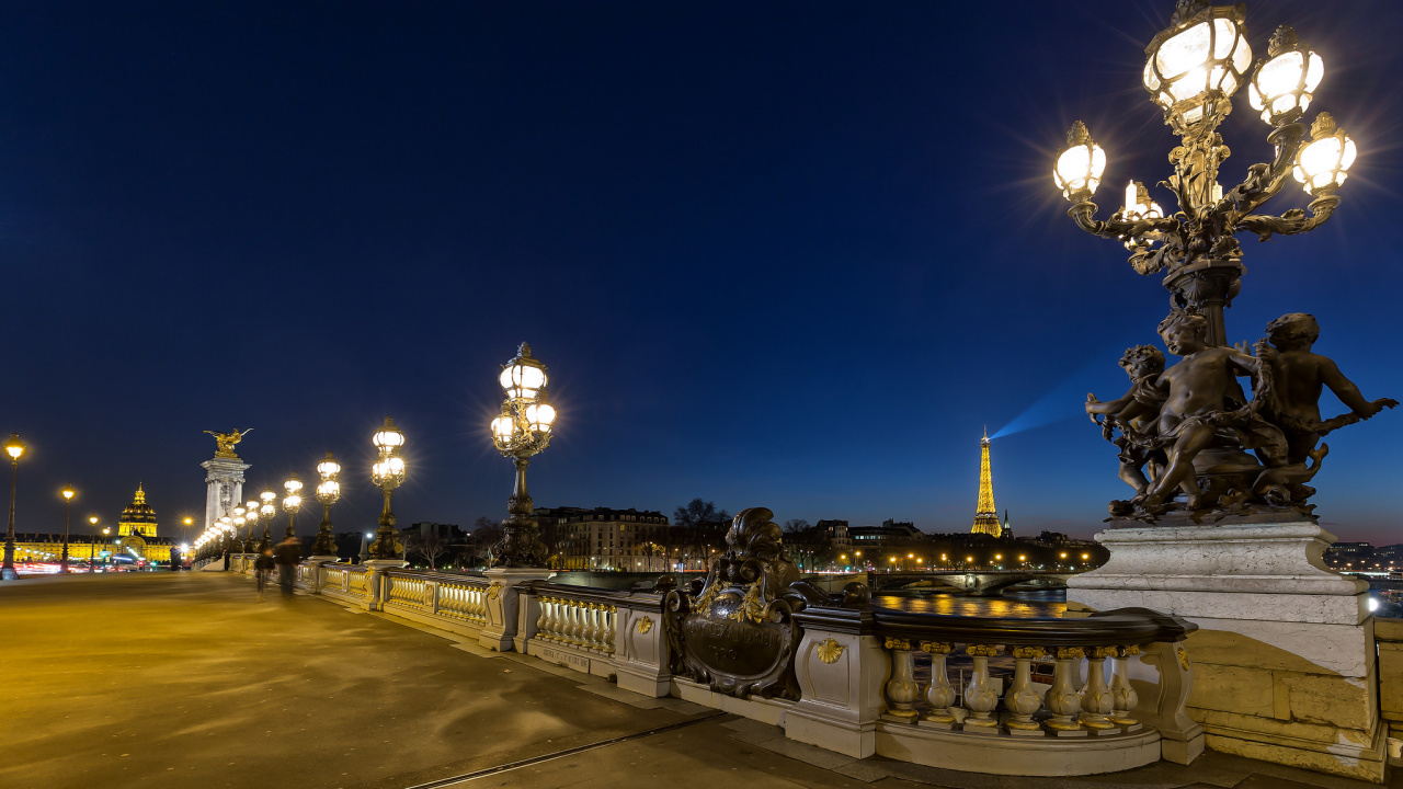 Обои уличный фонарь, ночь, свет, ориентир, освещение в разрешении 1280x720