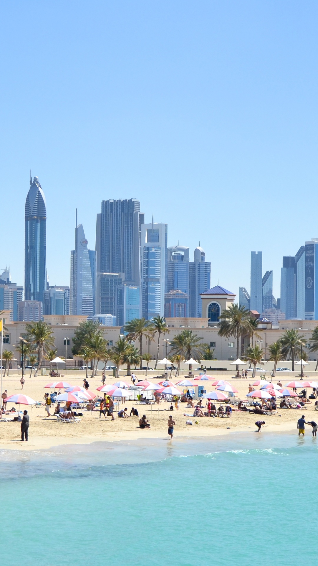Обои пляж, пляж Джумейра, общественный пляж, море, линия горизонта в разрешении 1080x1920