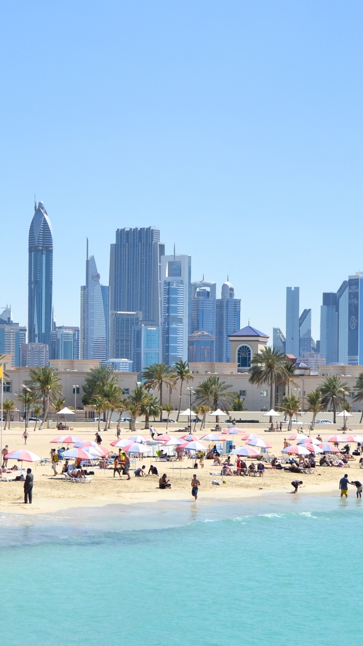 Обои пляж, пляж Джумейра, общественный пляж, море, линия горизонта в разрешении 720x1280