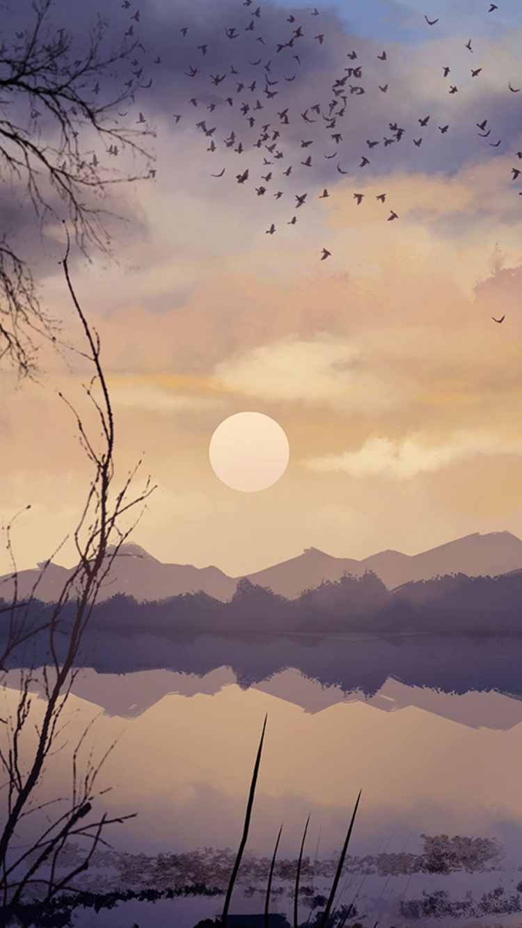 Обои цифровое искусство, живопись, цифровая живопись, арт, облако в разрешении 750x1334