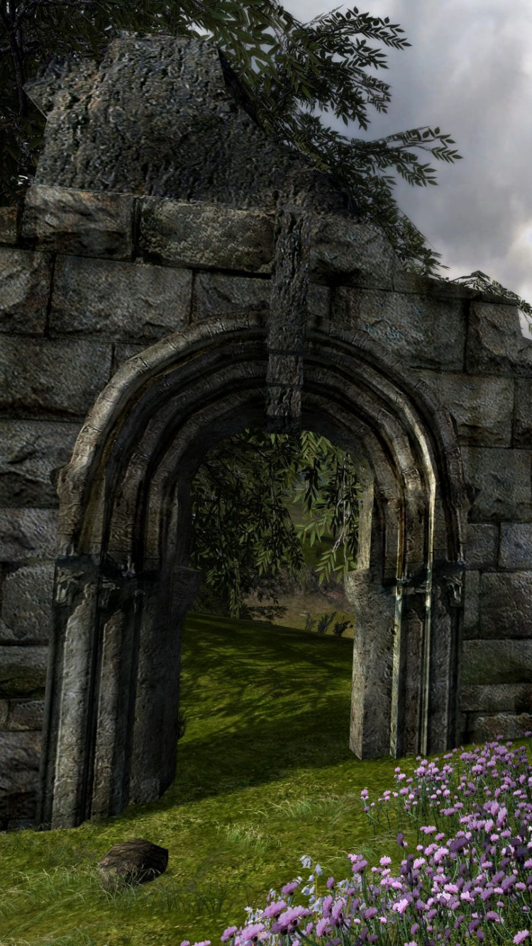 Обои цветок, Властелин Колец, весна, развалины, растение в разрешении 750x1334