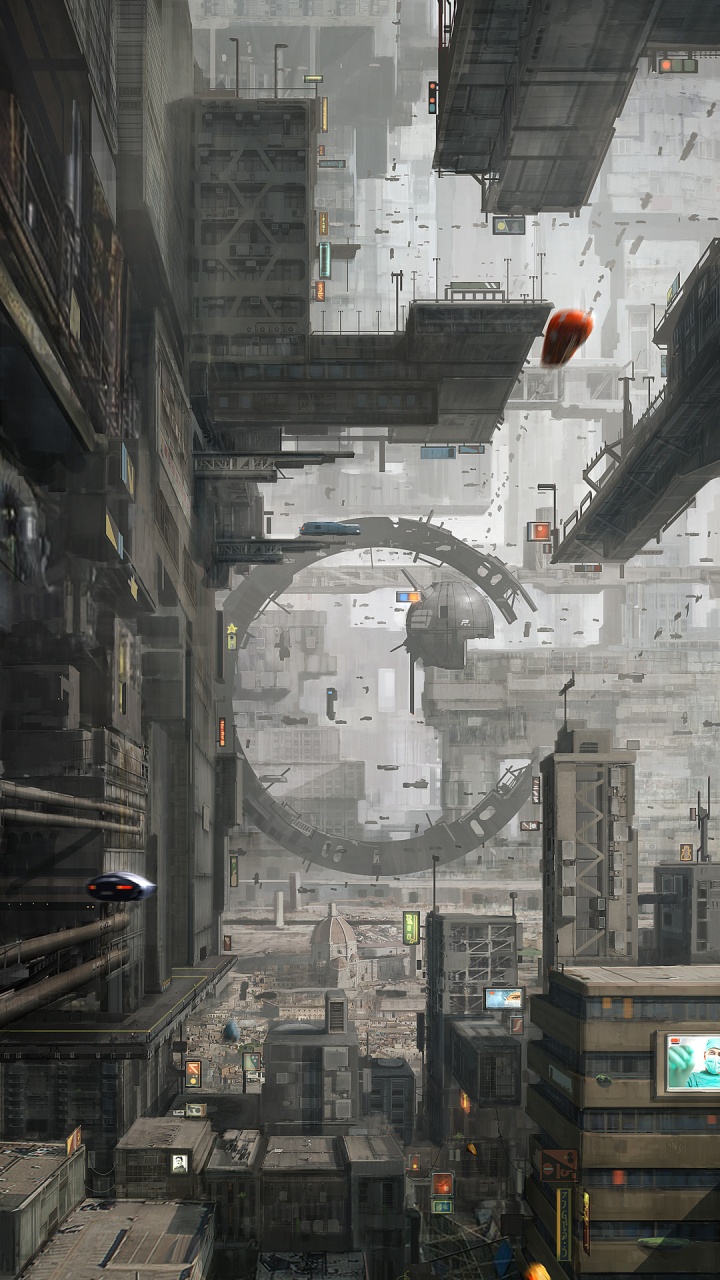 Обои концепт-арт воздушного города, арт, концепт арт, фан арт, Научная фантастика в разрешении 720x1280