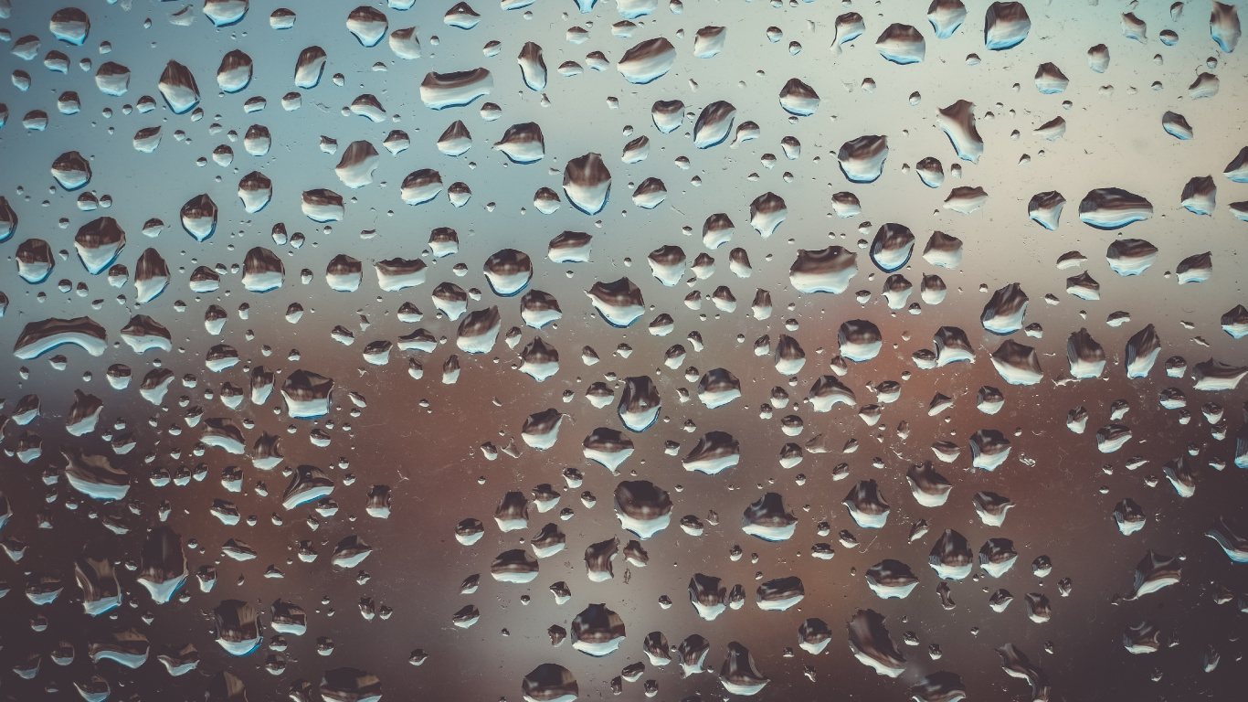 Обои стекло, падение, вода, дождь, матовое стекло в разрешении 1366x768
