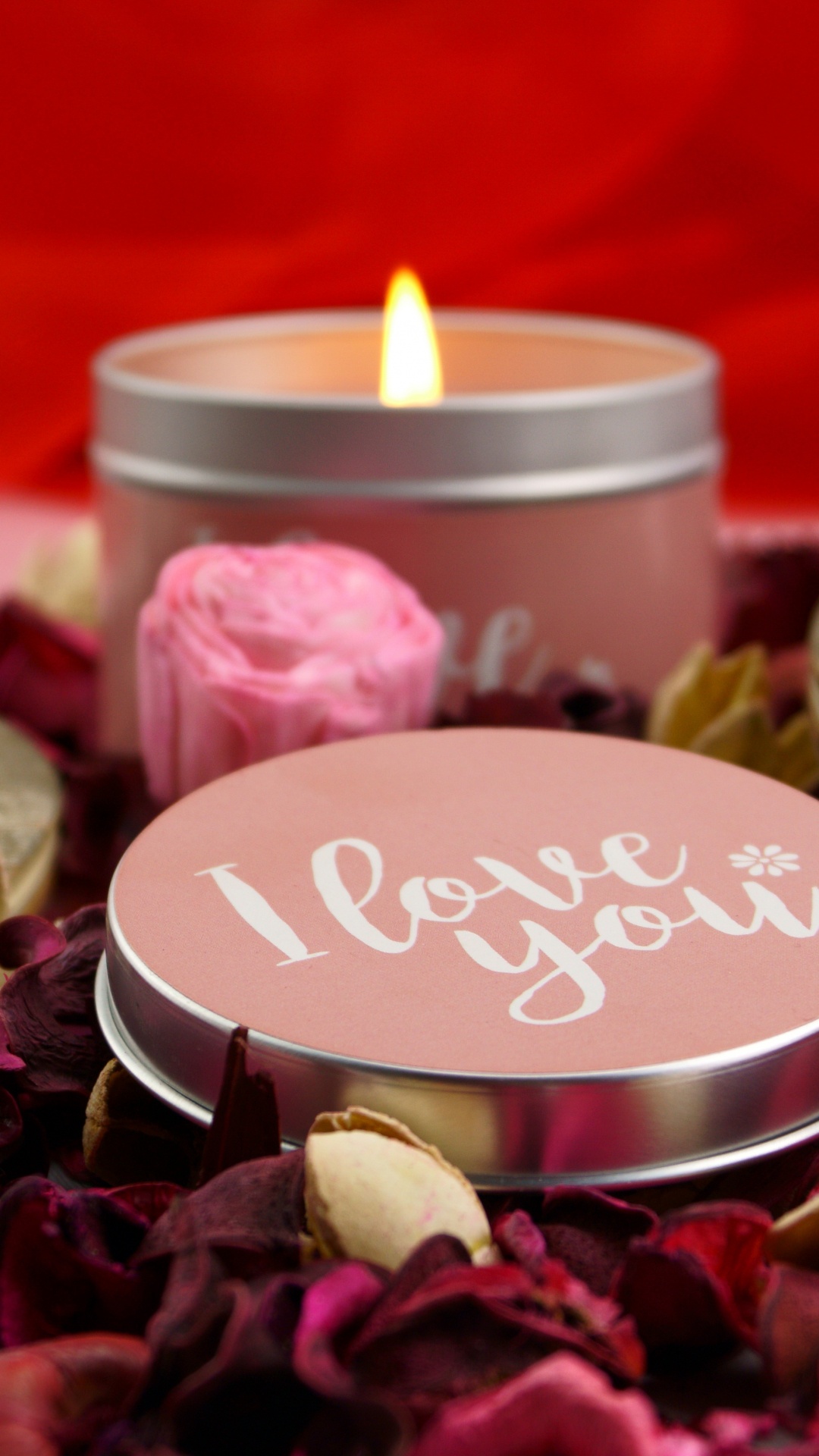 Обои свеча, Роза, цветок, лепесток, сердце в разрешении 1080x1920