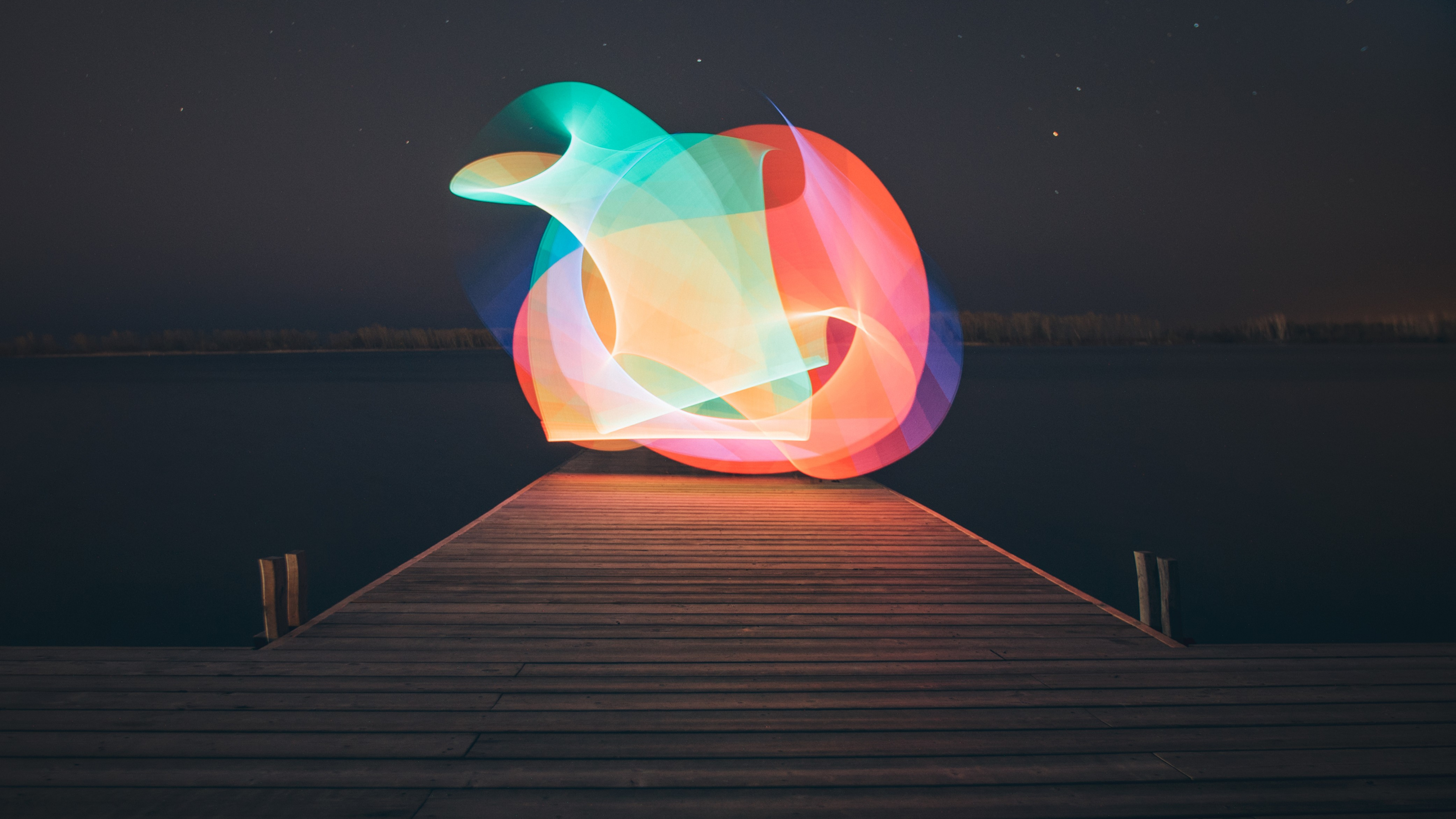 Обои свет, минимализм, освещение, вода, графика в разрешении 3840x2160