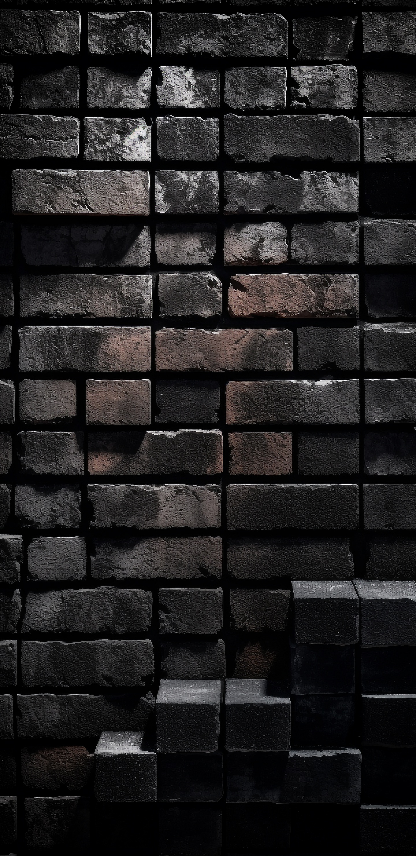 Обои кирпичная кладка, висгун - социальная сеть, прямоугольник, серый цвет, кирпич в разрешении 1440x2960