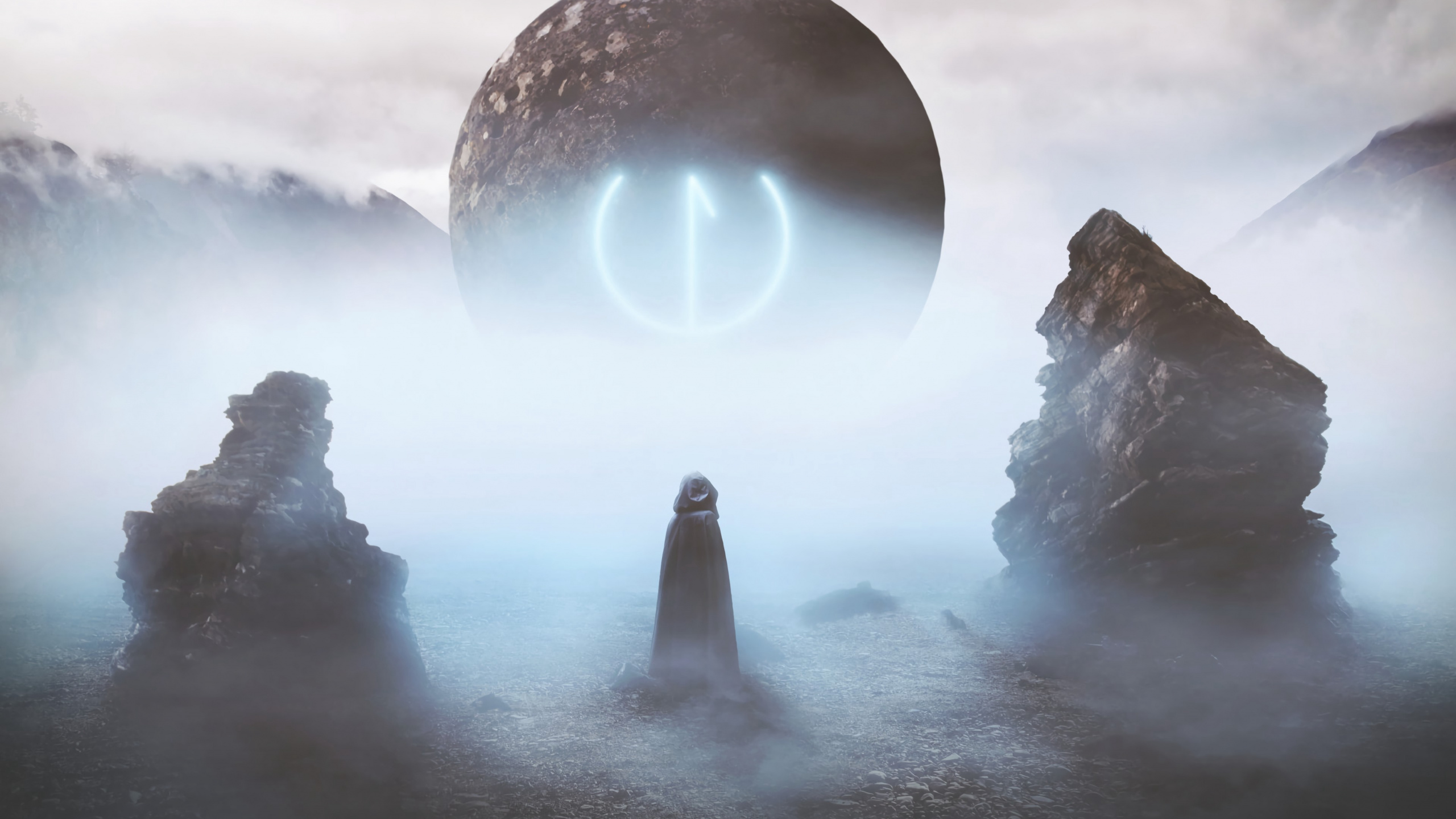 Обои арт, туман, атмосфера, вода, пейзаж в разрешении 2560x1440