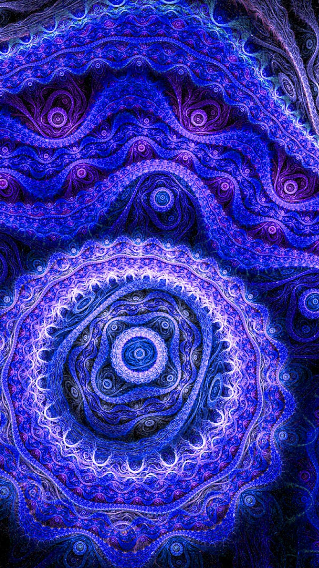 Обои фрактал, фрактальное искусство, синий, пурпур, Фиолетовый в разрешении 1080x1920